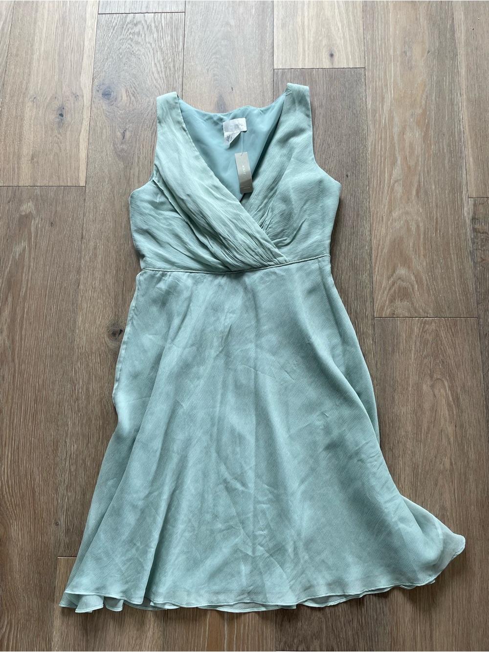 J. Crew Evie Light Seafoam Green V-Neck Silk Chiffon Dress